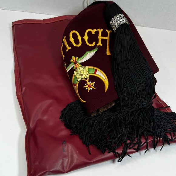 VTG Harry M Osers Antioch Masonic Shriners Rhinestone Tassel size 7 Fez Hat Cap - Picture 11 of 12